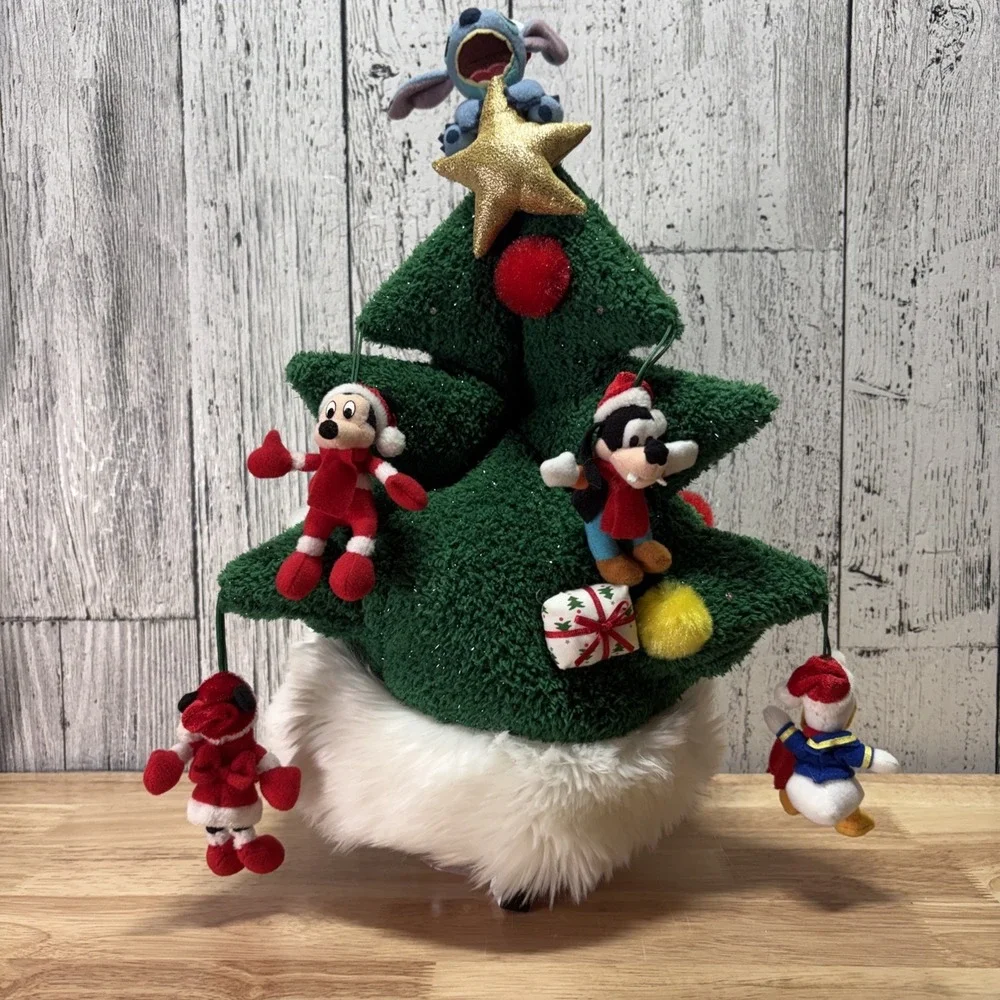 Disneyland Christmas Tree Hat W/ Mickey & Friends Ornaments. lights up.